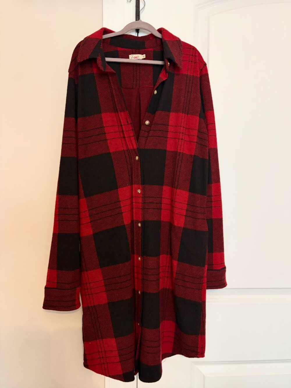 Faherty Legend Classic Plaid Flannel Shirt dress | Size S | Red & Black